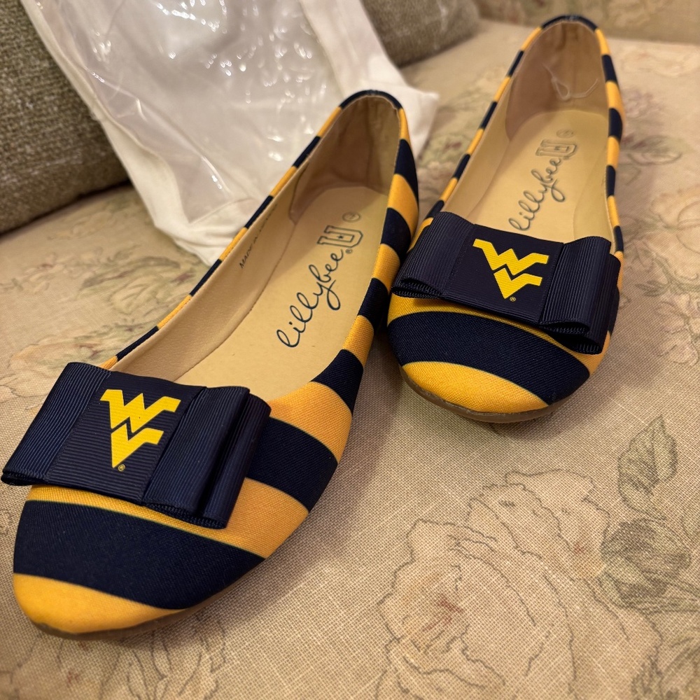 New Blue and Gold Flats with removable WVU bow - Picture 4 of 6